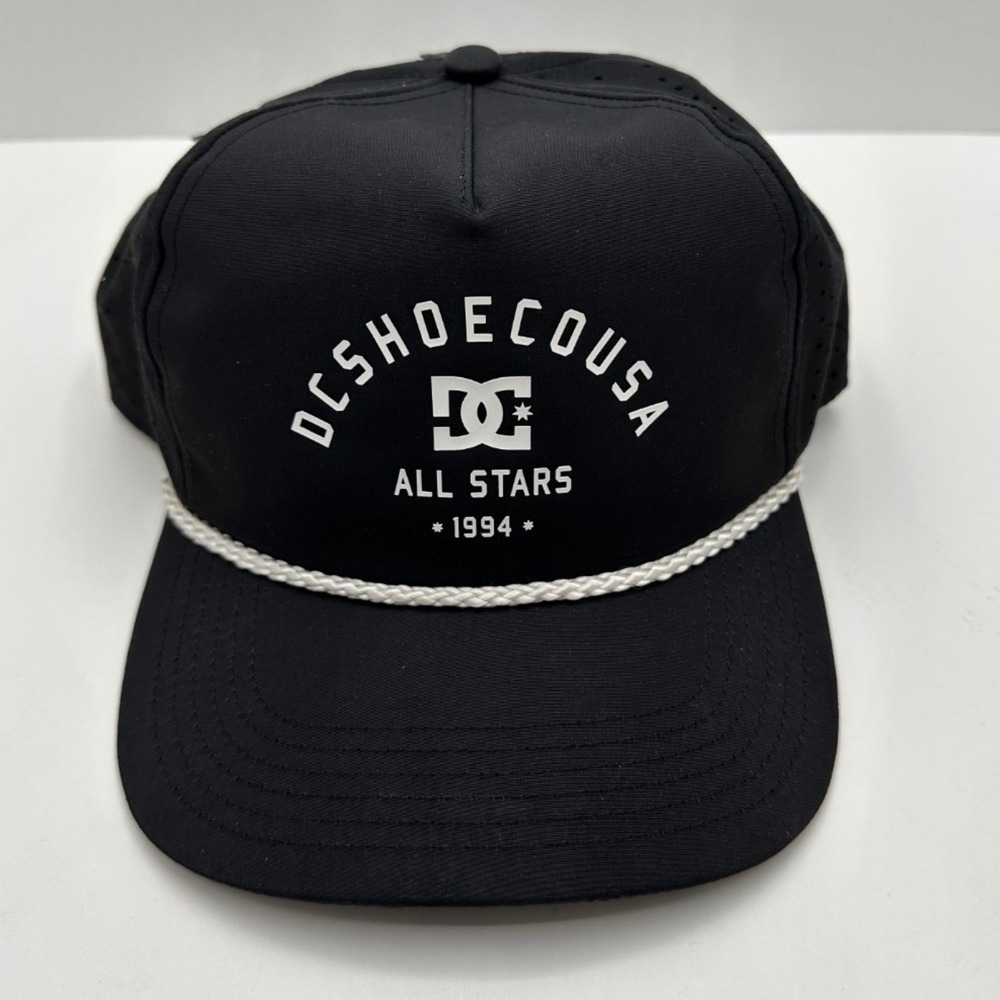 DC Shoes All Stars 1994 Snapback Hat Black Rope Trucker Perforated Cap OSFM NEW - Picture 2 of 12